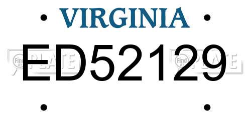ED52129 Virginia License Plate