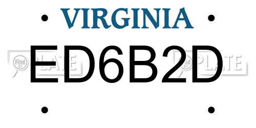 ED6B2D Virginia License Plate