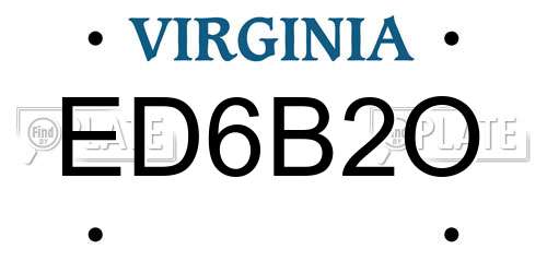 ED6B2O Virginia License Plate