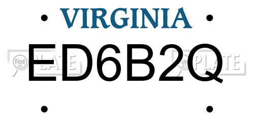 ED6B2Q Virginia License Plate