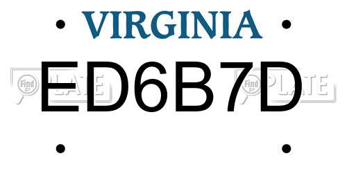 ED6B7D Virginia License Plate