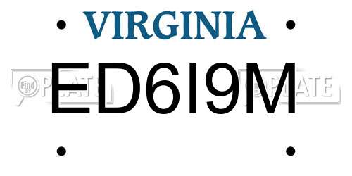 ED6I9M Virginia License Plate
