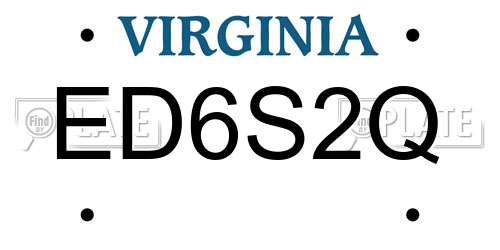 ED6S2Q Virginia License Plate