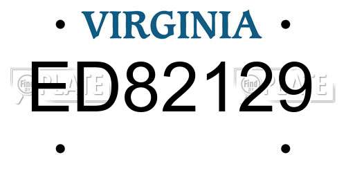 ED82129 Virginia License Plate