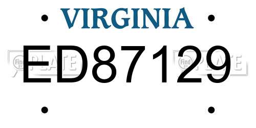 ED87129 Virginia License Plate