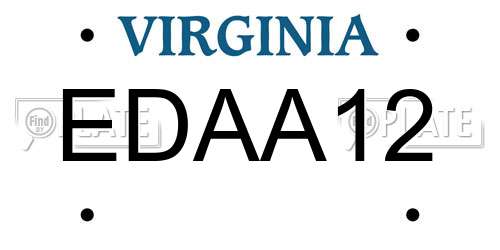 EDAA12 Virginia License Plate