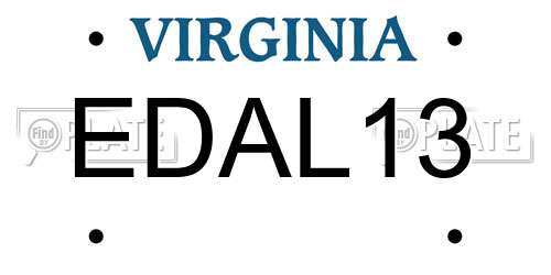 EDAL13 Virginia License Plate