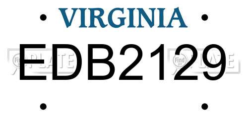 EDB2129 Virginia License Plate