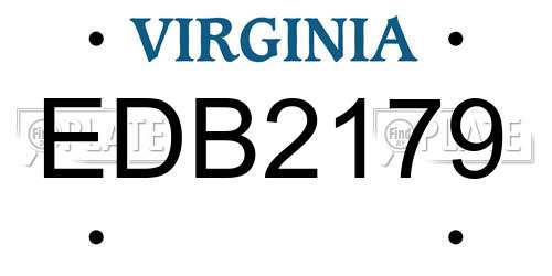 EDB2179 Virginia License Plate