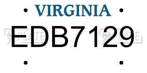 EDB7129 Virginia License Plate