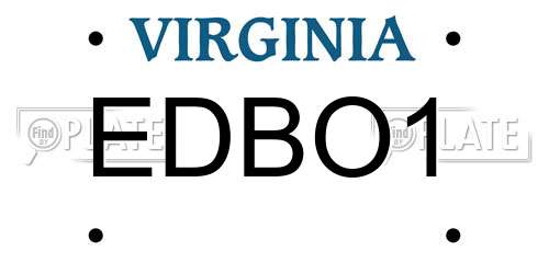 EDBO1 Virginia License Plate