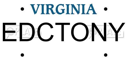 EDCTONY Virginia License Plate