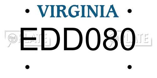 EDD080 Virginia License Plate