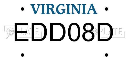 EDD08D Virginia License Plate