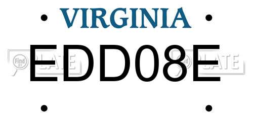 EDD08E Virginia License Plate