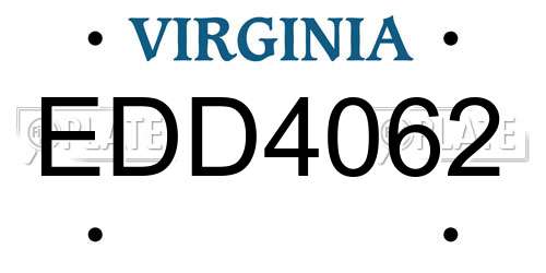EDD4062 Virginia License Plate