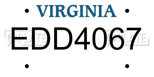 EDD4067 Virginia License Plate