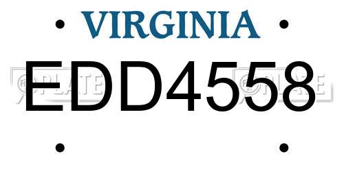 EDD4558 Virginia License Plate