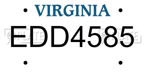 EDD4585 Virginia License Plate