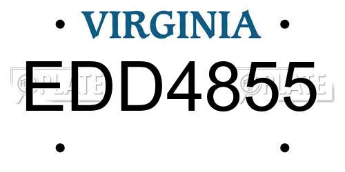 EDD4855 Virginia License Plate