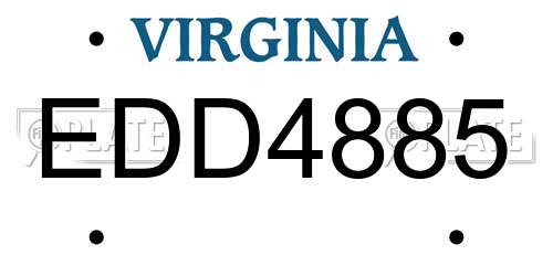 EDD4885 Virginia License Plate