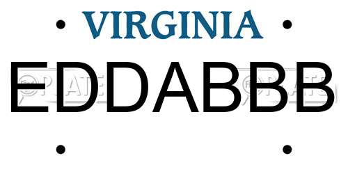 EDDABBB Virginia License Plate