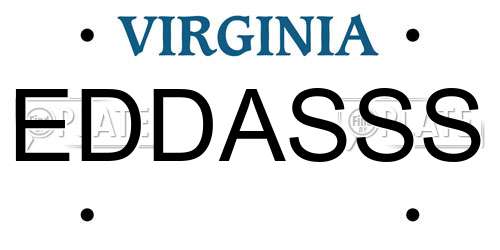 EDDASSS Virginia License Plate