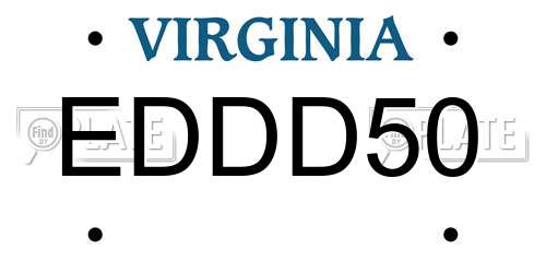 EDDD50 Virginia License Plate