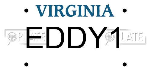 EDDY1 Virginia License Plate