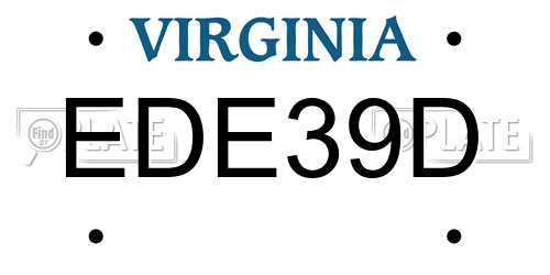 EDE39D Virginia License Plate