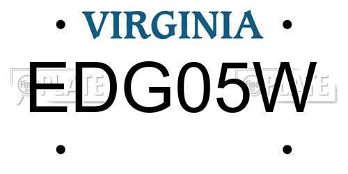 EDG05W Virginia License Plate