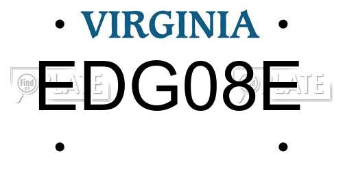 EDG08E Virginia License Plate