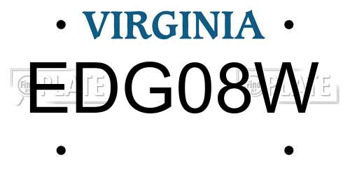 EDG08W Virginia License Plate