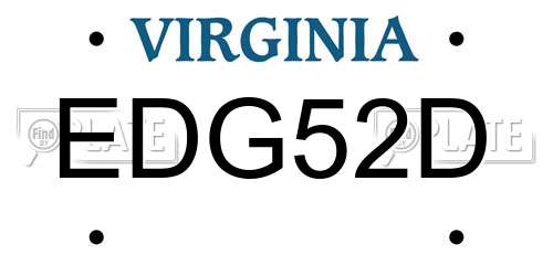 EDG52D Virginia License Plate