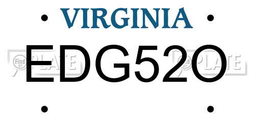 EDG52O Virginia License Plate