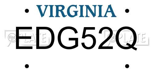 EDG52Q Virginia License Plate