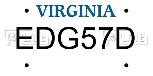 EDG57D Virginia License Plate