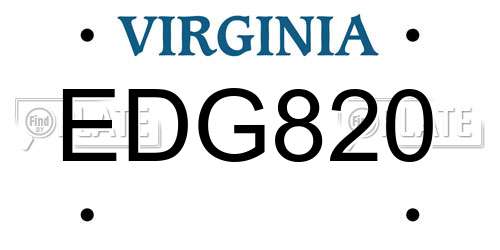 EDG820 Virginia License Plate
