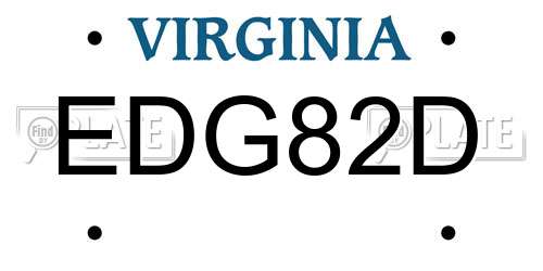 EDG82D Virginia License Plate