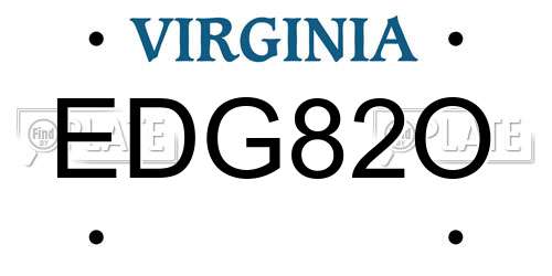 EDG82O Virginia License Plate