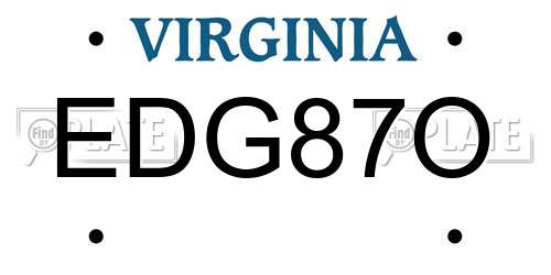 EDG87O Virginia License Plate