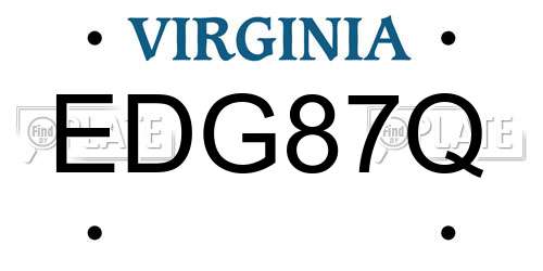 EDG87Q Virginia License Plate