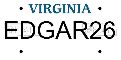 EDGAR26 Virginia License Plate