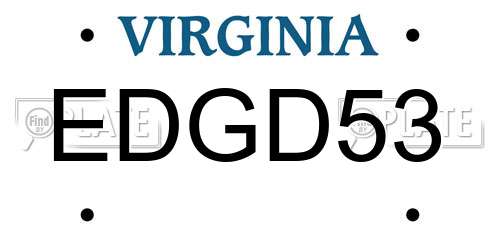 EDGD53 Virginia License Plate