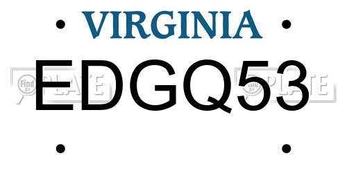 EDGQ53 Virginia License Plate