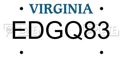 EDGQ83 Virginia License Plate