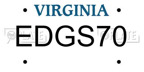 EDGS70 Virginia License Plate