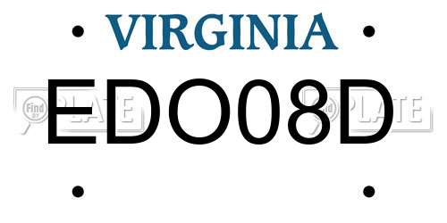 EDO08D Virginia License Plate
