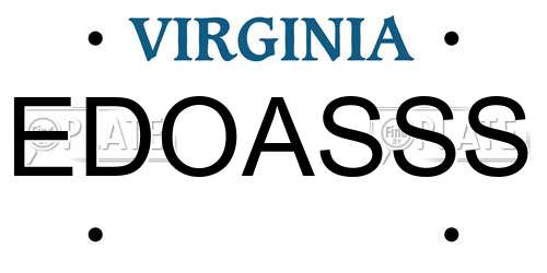 EDOASSS Virginia License Plate