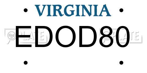 EDOD80 Virginia License Plate